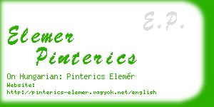 elemer pinterics business card