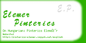 elemer pinterics business card